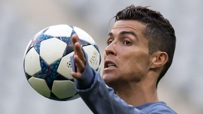 Real Madrid's Cristiano Ronaldo is shown during a training session in Munich, Germany on April 11, 2017. Sven Hoppe / AFP