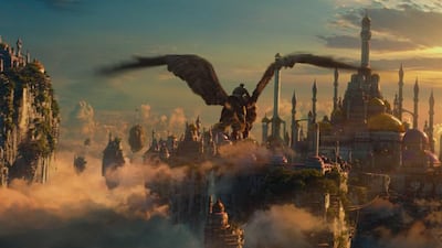 Ben Schnetzer rides a gryphon across the skies of Azeroth in Warcraft. Courtesy Legendary Pictures, Universal Pictures and ILM; AP