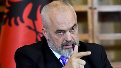 Albanian Prime Minister Edi Rama speaking after the European Union Council in Brussels failed to agree on opening accession negotiations with Albania and North Macedonia. Gent Shkullaku / AFP