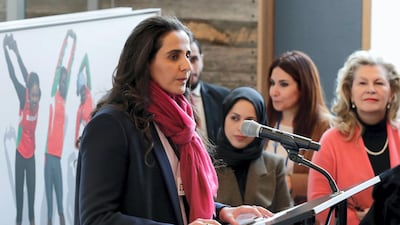 Sister of the Emir of Qatar Sheikha Al Mayassa Hamad Al Thani During UNODC Special Event on Crime Prevention and Sustainable Development through Sports today at the UN Headquarters in New York City. AP
