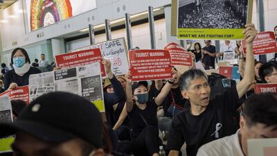 Protesters rally. Getty Images