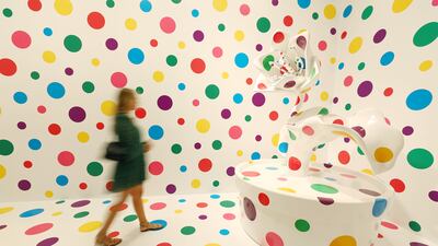 A visitors views the Yayoi Kusama exhibition at National Gallery of Victoria in Melbourne. Getty Images
