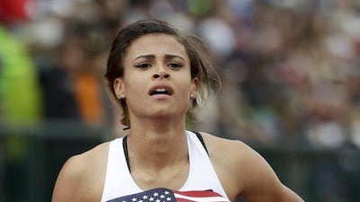 Sydney McLaughlin reacts to her third place finish in the finals of the women's 400-metre hurdles at the US Olympic Track and Field Trials, Sunday, July 10, 2016, in Eugene Ore. (AP Photo/Marcio Jose Sanchez)