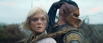 Thia, portrayed by Elle Fanning, left, works for the Weyland-Yutani corporation of the Alien franchise. Photo: 20th Century Studios