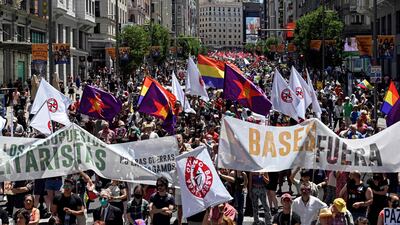 Thousands have taken to the streets in Madrid, protesting against the Spanish capital's hosting of this week's Nato summit. AFP