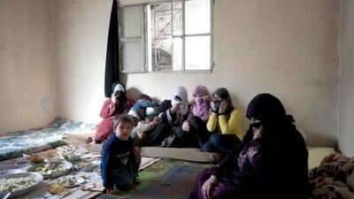 Syrian refugees in a home in Lebanon.