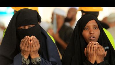 Muslim women pray during Haj in Mina near the holy city of Mecca. Alaa Badarneh / EPA
