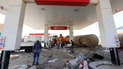 The Eppco petrol station on Al Wahda Road, Sharjah, is dismantled.