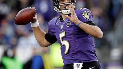 Baltimore Ravens quarterback Joe Flacco threw five touchdowns in the first 16 minutes of last week's win over Tampa Bay. Foto AP/Patrick Semansky