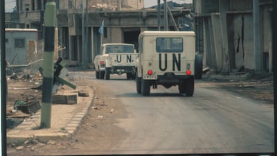 Qunaitra, south-western Syria. UN disengagement forces take up positions vacated by the first Israeli withdrawal from occupied Syrian lands in more than seven years, on June 14, 1974