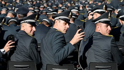 Cadets from Italy's Finance Guard attend Pope Leo XIV's general audience in St Peter's Square, Vatican City. EPA