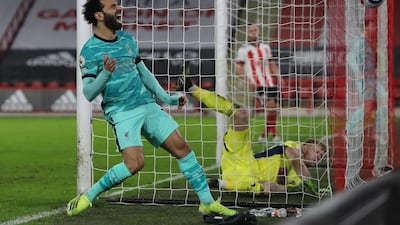 Liverpool's Mohamed Salah after a missed chance. Reuters