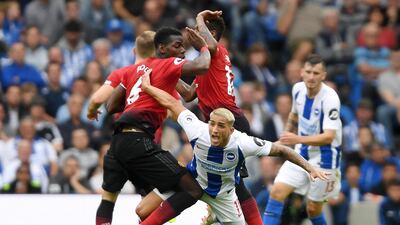 Anthony Knockaert collides with Paul Pogba. Getty