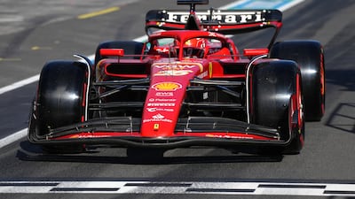 Ferrari's Charles Leclerc in the pits during qualifying. Reuters