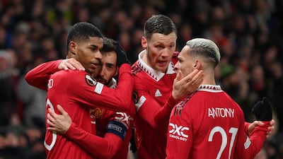 Marcus Rashford, Bruno Fernandes, Wout Weghorst and Antony all scored for Manchester United in their Europa League round of 16 clash with Real Betis at Old Trafford on Thursday, March 9, 2023. Getty
