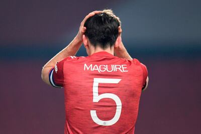 Manchester United's Harry Maguire reacts. AFP
