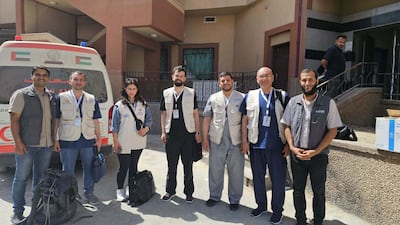 Dr Elayyan, second from right, and 15 other doctors travelled at their own expense to help patients in Gaza