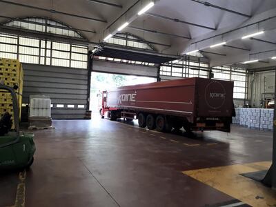 A truck at the plant in San Pellegrino in Italy. Photo by Simone Filippetti