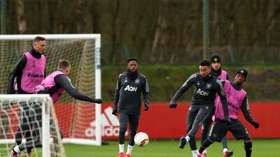 Jesse Lingard of Manchester United shoots during a training session. Getty Images