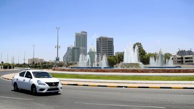 Fountains characterise this Fujairah roundabout.