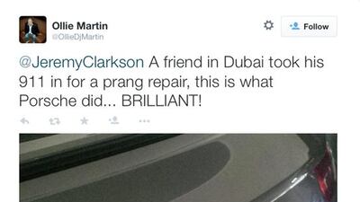 Screen Shot from Ollie Martin's twitter account.