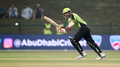 Sohail Akhtar of Lahore Qalanders plays a shot. Pawan Singh/The National