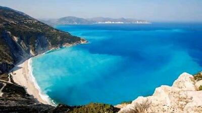 Myrtos Beac on Cephalonia Island (Kefallonia), Ionian Islands, Greece.