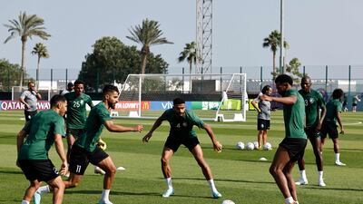 Saudi Arabia's players take part in a training session. AFP