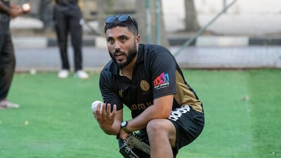 UAE cricketer Rameez Shahzad coaching at his new academy, the Zenith Cricket Academy in Dubai. All photos: Antonie Robertson/The National