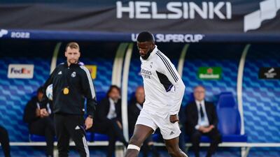 Real Madrid's defender Antonio Rudiger attends a training session. AFP