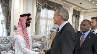 Goetz Lingenthal, Ambassador of Germany to the UAE, offers condolences to Sheikh Tahnoon bin Zayed. Omar Al Askar for Crown Prince Court - Abu Dhabi