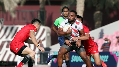 UAE's Sakiusa Naisau in action during the national team's 29-17 loss to China in the Dialog Asia Rugby Sevens Series at Rugby Park in Dubai Sports City.