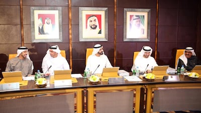 Sheikh Mohammed bin Rashid, Prime Minister and Ruler of Dubai, chairs the Cabinet meeting in Abu Dhabi yesterday. Wam