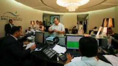 The busy reception room at the Jebel Ali Hospital, Dubai's first boutique hospital.