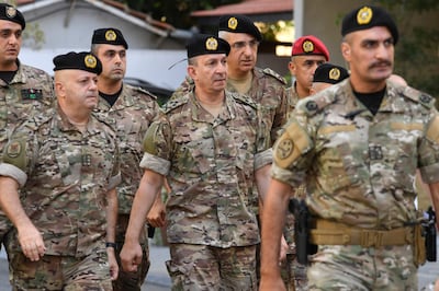 Lebanon's Gen Rodolphe Haykal, centre, is expected to visit the US next month. EPA