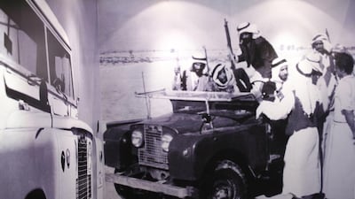 A photo of Sheikh Zayed, the country’s founding father, driving the UAE’s first car.