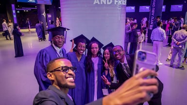 NYUAD students enjoyed a memorable graduation ceremony at Etihad Arena. Antonie Robertson / The National
