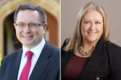 Stafford Grammar School head teach, Nick Pietrek, and Christine Cunniffe, head teacher of LVS Ascot. Photos: Stafford Grammar School; LVS Ascot