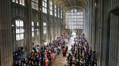 Britain's Prince Harry arrives with his best man Prince William inside St George's Chapel, Windsor Castle, in Windsor. Danny Lawson / AFP