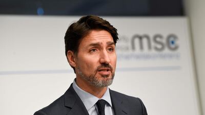 Canada's Prime Minister Justin Trudeau addresses a press conference at the 56th Munich Security Conference (MSC) in Munich, southern Germany. AFP