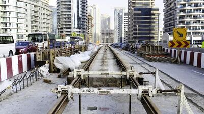 The Al Sufouh tramway under construction at Dubai Marina. Jaime Puebla / The National
