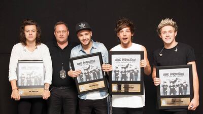 Mr Ovesen with One Direction. Photo: Thomas Oveson