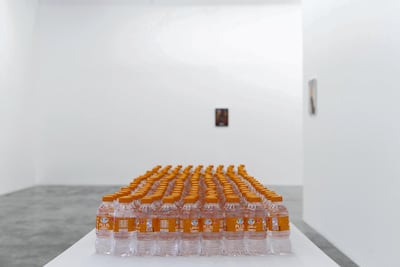 An installation of vitamin D water bottles. Reem Mohammed / The National