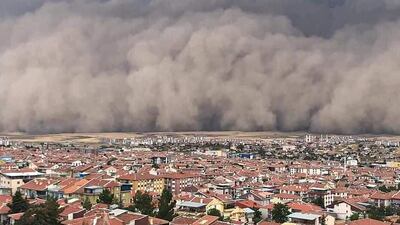 A freak sandstorm sweeping over Polatli, in Ankara, Turkey . AFP