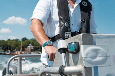 The Oris Aquis Date New York Harbour Limited Edition II supports the restoration of oyster reefs in New York Harbour. Photo: Oris