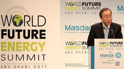 Ban Ki-Moon addresses the World Future Energy Summit this morning.