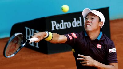 Kei Nishikori during his defeat to Alexander Zverev. EPA