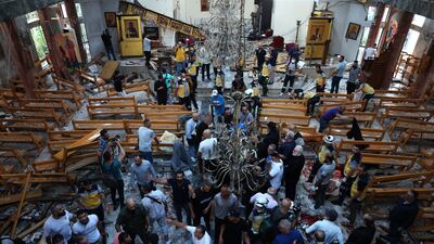The scene after a deadly blast at the Mat Elias church in Damascus. Getty Images