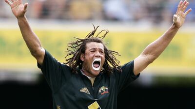 Andrew Symonds appeals for an lbw decision against Jamie Dalrymple in a one day international match between Australia and England in January 2007. AP