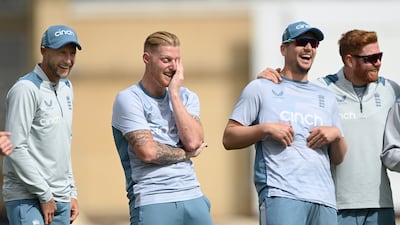 England players Joe Root, Ben Stokes, Alex Lees and Jonny Bairstow during nets at Trent Bridge. Getty